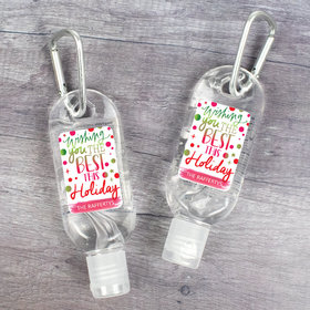 Personalized Hand Sanitizer with Carabiner Christmas 1 fl. oz bottle - Wishing The Best Holiday