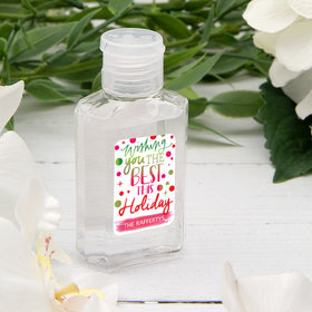 Personalized Hand Sanitizer Christmas 2 fl. oz bottle - Wishing The Best Holiday