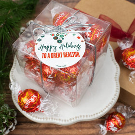Personalized Christmas Stars and Snowflakes Lindor Truffles by Lindt Cube Gift