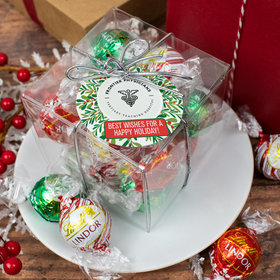 Personalized Christmas Holiday Wreath with Logo Lindor Truffles by Lindt Cube Gift