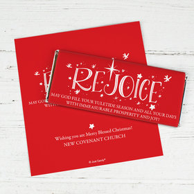 Personalized Christmas Rejoice Chocolate Bar Wrappers