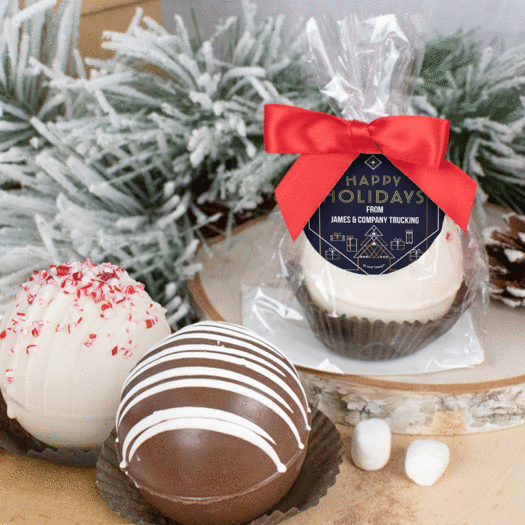 Personalized Christmas Hot Chocolate Bomb - Holiday Deco Blue and Gold