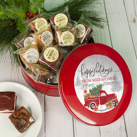 Personalized Christmas Rustic Red Truck Tin with Brownies (approx 16 pcs)