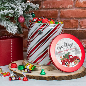 Personalized Hershey's Holiday Mix Rustic Red Truck Tin - 5 lb
