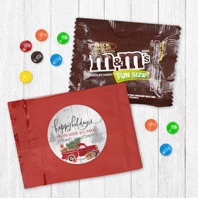 Personalized Christmas Rustic Red Truck Milk Chocolate M&Ms