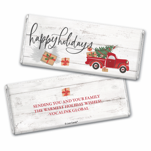 Personalized Christmas Rustic Red Truck Chocolate Bar & Wrapper