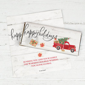 Personalized Christmas Rustic Red Truck Chocolate Bar Wrappers