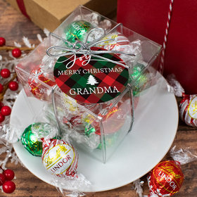 Personalized Christmas Joy in Plaid Lindor Truffles by Lindt Cube Gift