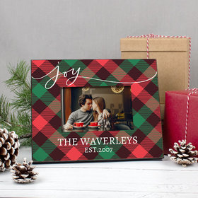 Personalized Christmas Joy Plaid Picture Frame
