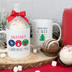 Personalized Christmas Cheer 11oz Mug with Hot Chocolate Bomb