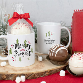 Personalized Merry and Bright 11oz Mug with Hot Chocolate Bomb