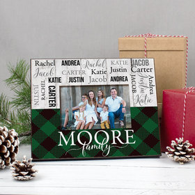 Personalized Christmas Rustic Plaid Family of 6 Picture Frame