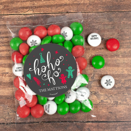 Personalized Christmas Ho Ho Ho Candy Bag with JC Chocolate Minis