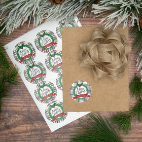 Personalized Merry Christmas Wreath Labels (72 Pack)