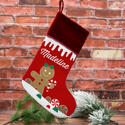 Personalized Stocking Gingerbread Character Girl