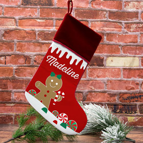 Personalized Stocking Gingerbread Character Girl