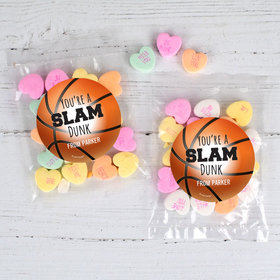 Personalized Valentine's Day Basketball 1oz Candy Bags with Conversation Hearts