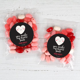 Personalized Valentine's Day You Make My Heart Smile Candy Bags with Jelly Belly Jelly Beans