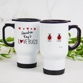 Personalized Stainless Steel Travel Mug (14oz) - Two Love Bugs