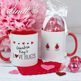 Personalized Two Love Bugs 11oz Mug with Lindt Truffles