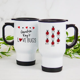 Personalized Stainless Steel Travel Mug (14oz) - Seven Love Bugs