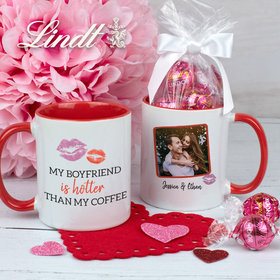 Personalized My Boyfriend is Hotter Than My Coffee 11oz Mug with Lindt Truffles