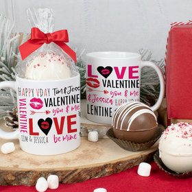 Personalized Valentine's Day Word Cloud 11oz Mug with Hot Chocolate Bomb