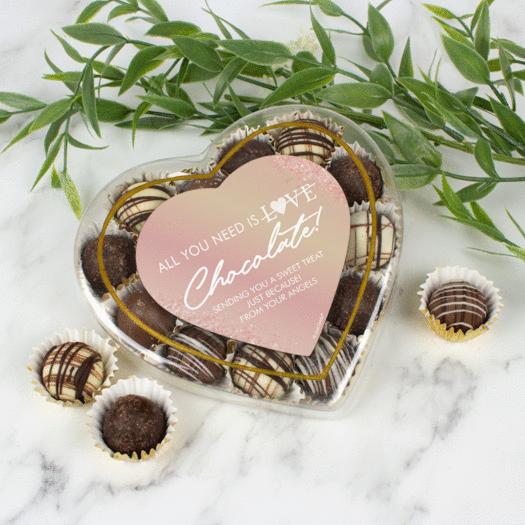 Personalized Valentine's Day Gourmet Truffle Heart Box Gift - All you need is Chocolate