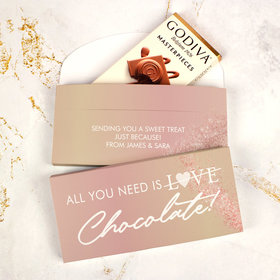 Deluxe Personalized Valentine's Day All You Need is Chocolate! Godiva Chocolate Bar in Gift Box
