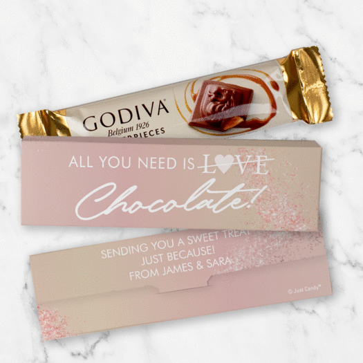 Personalized All You Need is Chocolate Godiva Mini Masterpiece Chocolate Bar in Gift Box