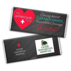 Personalized Healthcare Worker Caring Heart Logo Chocolate Bar & Wrapper