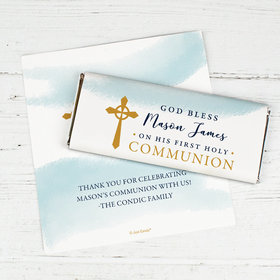 Personalized Communion God Bless Watercolor Chocolate Bar Wrappers Only