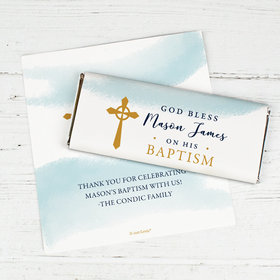 Personalized Baptism God Bless Watercolor Chocolate Bar Wrappers Only