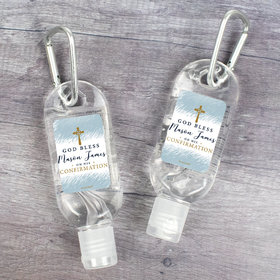 Personalized Confirmation Hand Sanitizer with Carabiner Watercolor God Bless 8.fl. oz bottle