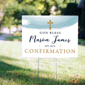 Personalized Confirmation Yard Sign Watercolor God Bless