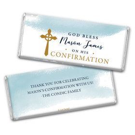 Personalized Confirmation God Bless Watercolor Chocolate Bar & Wrapper