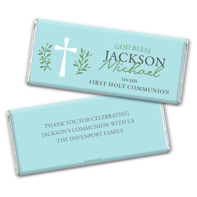 Personalized Communion God Bless Blue Chocolate Bar & Wrapper
