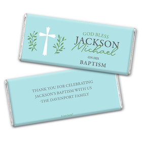 Personalized Baptism God Bless Blue Chocolate Bar & Wrapper