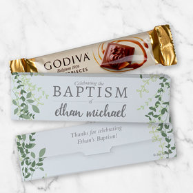 Personalized Godiva Chocolate Box Green Leaves Baptism Candy Bars
