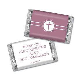 Personalized Pink Cross Circle Communion Hershey's Miniatures