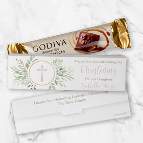 Personalized Godiva Chocolate Box Greenery Christening Candy Bars