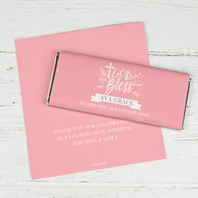 Personalized Communion God Bless Floral Chocolate Bar Wrappers Only