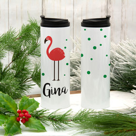 Personalized Stainless Steel Thermal Tumbler (16oz) - Flamingo