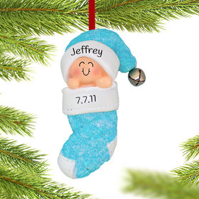 Baby Boy in Stocking Ornament