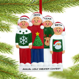 Friends Ugly Sweater Family of 4 Ornament