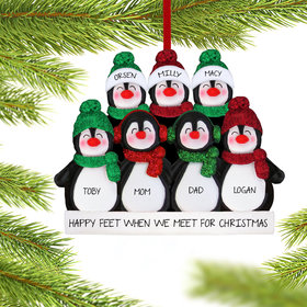 Glitter Penguin Family of 7 Ornament