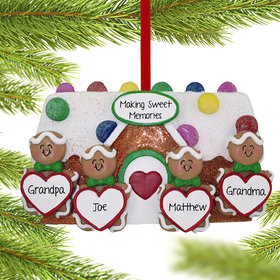 Gingerbread Family of 4 Grandparents Ornament