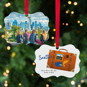 Seattle Suitcase Photo Ornament