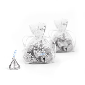 Extra Small Silver Metallic Cross Organza Bag - Pack of 12
