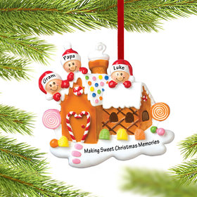 Gingerbread House Family of 3 Grandparents Ornament